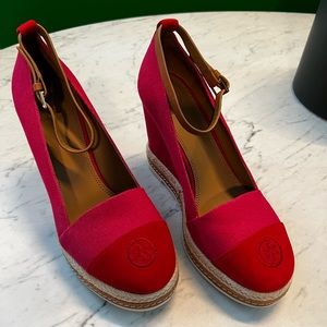 Tory Burch pink canvas wedge espadrilles - BRAND NEW, NEVER WORN